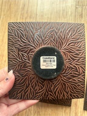 Crate&Barrel Copper-Brown Kolbe Candle Plate 4.75in x 4.75in Set of 3